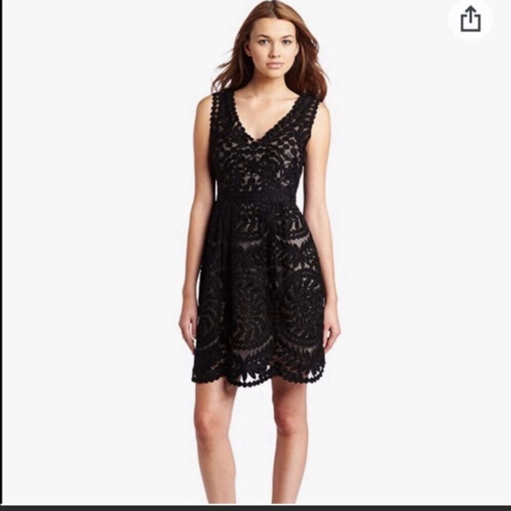 Baraschi Black Lace V Neck Dreas